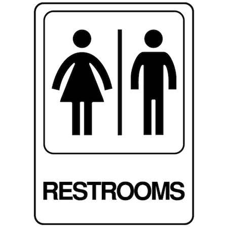 Hy-Ko Restrooms Sign 5" x 7", 5PK A02077
